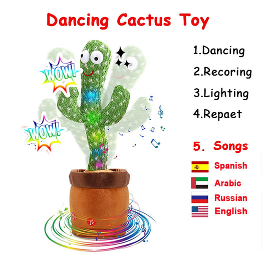Dancing, Talking, Singing, Talking, and Recording Mimic Repeating What You Say Toy Cactus